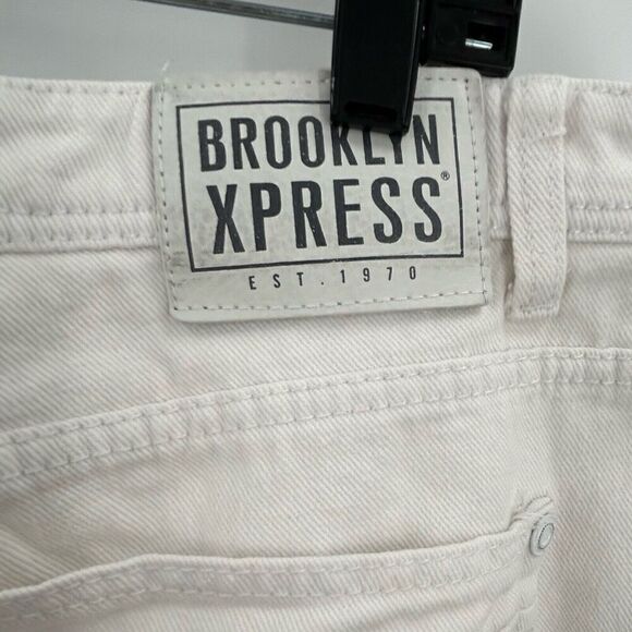 Brooklyn Express White Distroyed Distressed Jeans Size 36x30 Mens - Picture 8 of 12